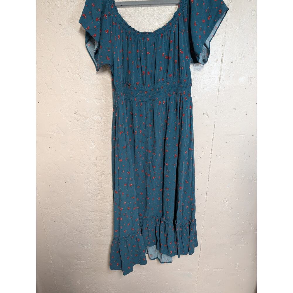 Torrid Green Ditsy Floral Milkmaid Ruffle Midi Dress - Picture 5 of 6